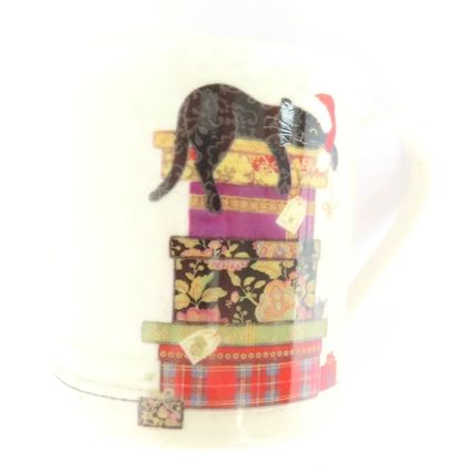 Black Christmas Cat Mug fine China 8.5 CM - Festive Gift Tableware Ceramic