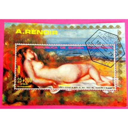 Equatorial Guinea 1971 Renoir used mini sheet with Fernando Poo franking