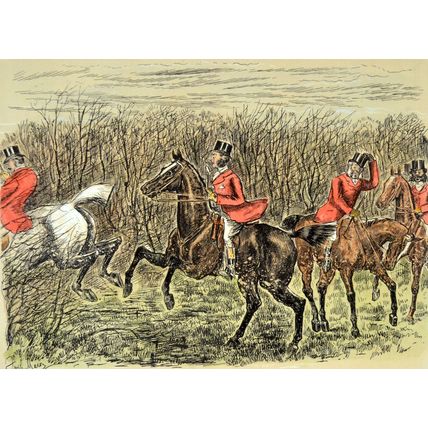 FENCE OUT OF THE WOOD 1886 George Finch Mason - Horses VICTORIAN PRINT #1