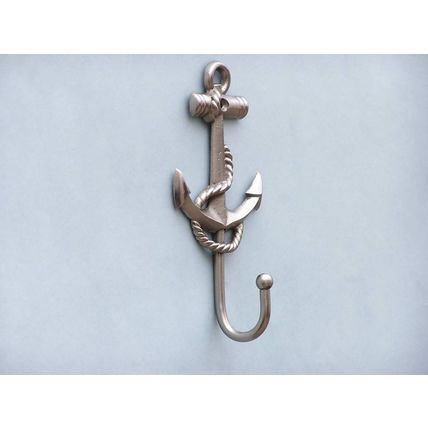 Pack Of 2] Silver Finish Anchor And Rope With Hook 7""