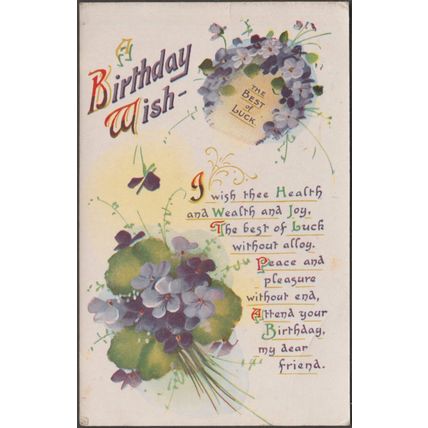 A Birthday Wish, 1923 - Regent Postcard