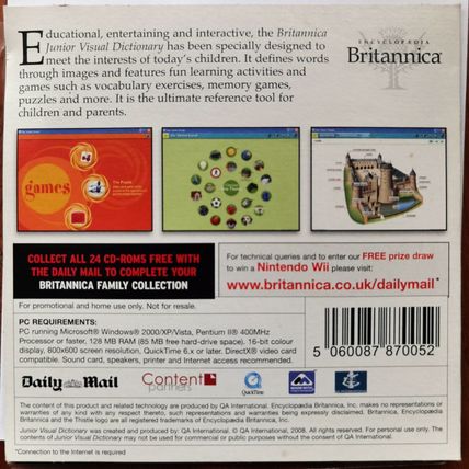Encyclopedia Britannica Junior Visual Dictionary Windows PC cdrom cd rom
