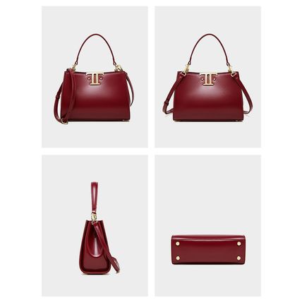 Genuine Leather Women Shoulder Purses and Handbags Red