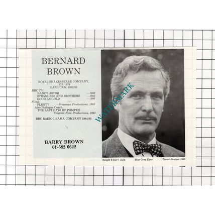 Bernard Brown Actor / Phil Brown Actor - 1986 Advert