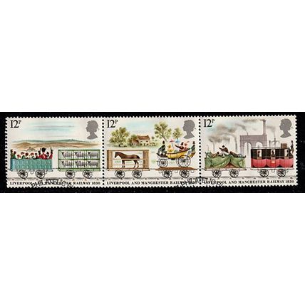 Great Britain 1980 Liverpool Manchester Railroad 3 x 12p Used Stamp Train