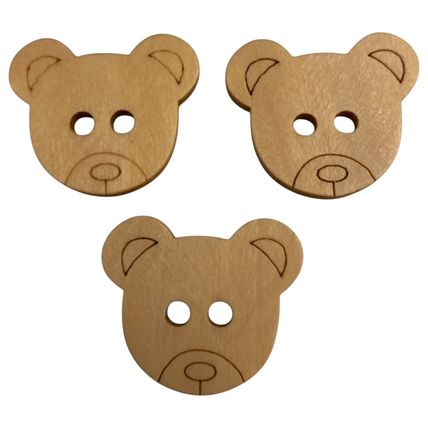 25mm Buttons Teddy Bear Head Natural Wooden Knitting Sewing Crocheting Crafts