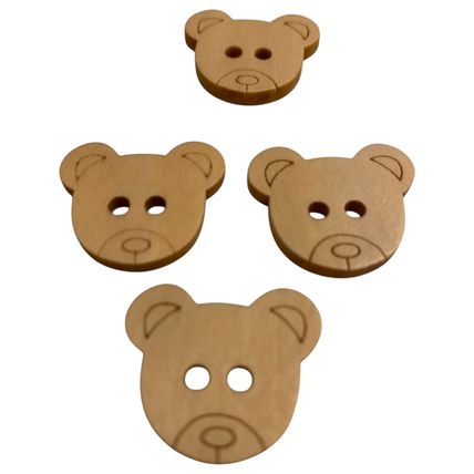 25mm Buttons Teddy Bear Head Natural Wooden Knitting Sewing Crocheting Crafts