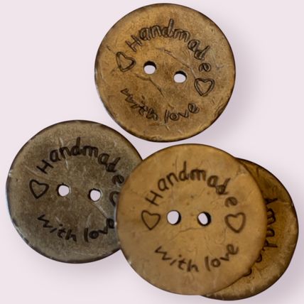 Buttons Natural Coconut Handmade With Love Sewing Crafts 3 Sizes 15mm 20mm 25mm
