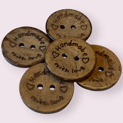 Buttons Natural Coconut Handmade With Love Sewing Crafts 3 Sizes 15mm 20mm 25mm