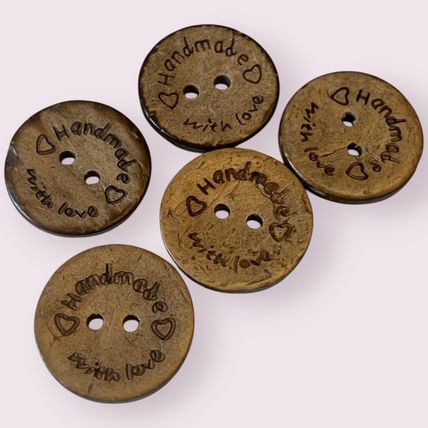 Buttons Natural Coconut Handmade With Love Sewing Crafts 3 Sizes 15mm 20mm 25mm