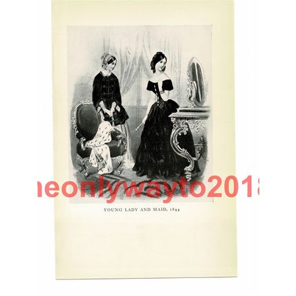 Young Lady & Maid 1844, Book Illustration (Print), 1934