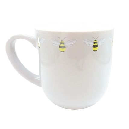 Bee Grey Ceramic Mug 9.5 CM White Inner Bee Happy Detail Microwave & Dishwasher