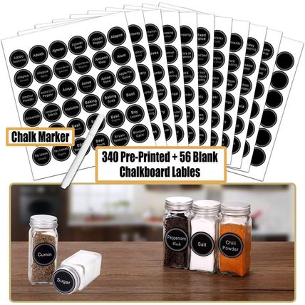 SWOMMOLY 66 Glass Spice Jars with 703 Spice Labels, Chalk Marker and Funnel Comp