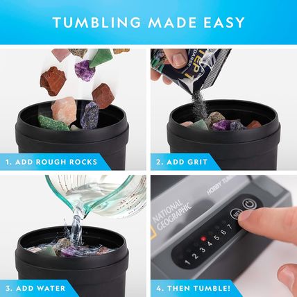 National Geographic Rock Tumbler Kit – Hobby Edition Includes Rough Gemstones, a