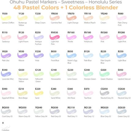Ohuhu Pastel Markers Brush Tip, Alcohol-Based Markers Double Tipped Artist Art f