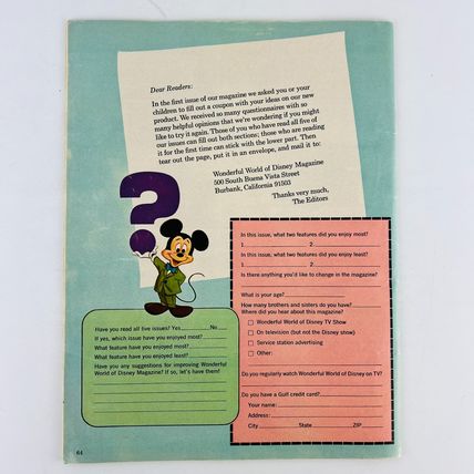 Wonderful World of DISNEY Volume II No 1 1970 Walt Disney Promotional Magazine