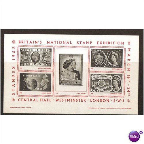GREAT BRITAIN LONDON 1962 NATIONAL STAMP EXHIBITION STAMPEX COMMEM MINISHEET MNH