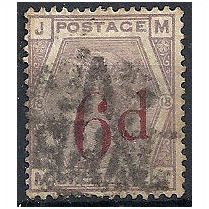 1883 SG162 6d on 6d Lilac Good Used Check Letters "MJ".