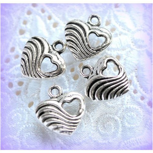 Love Heart Silver Tone Engraved Charm Pendant Crafts Jewellery Making 1777