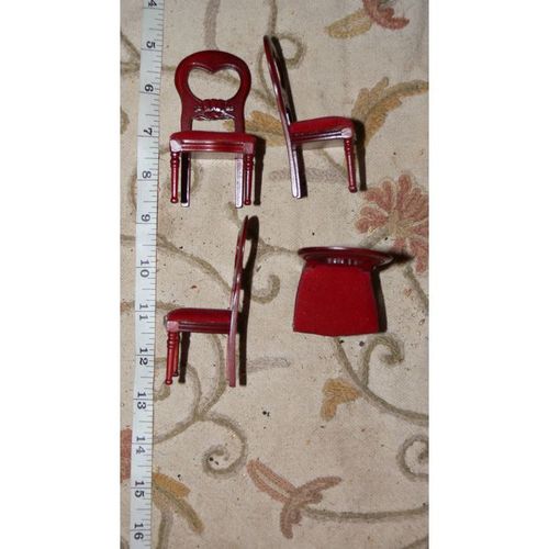 1/12 Four Victorian Dollshouse Mahogany Balloonback Chairs