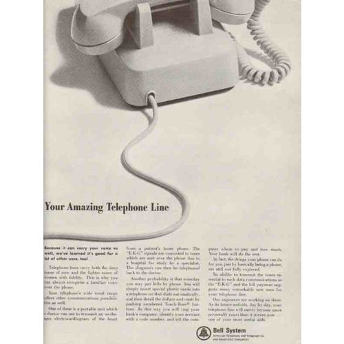 bell system 1965 your amazing telephone line ekg pay bills vintage ad