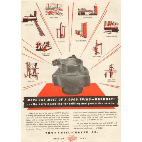 thornhill-craver company 1950 unibolt drilling production vintage ad