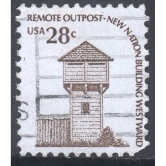 USA 1975 - SG1589a - 28c brown on blue - Fort Nisqually, Washington - used