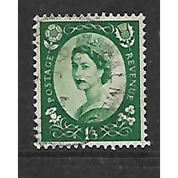 GREAT BRITAIN 1955 SG555 QEII ED CROWNS 1s 3d GREEN FINE USED #9