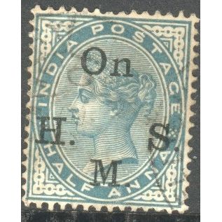 India stamps 1874 - SG O31 - QV ½a blue opt OHMS used