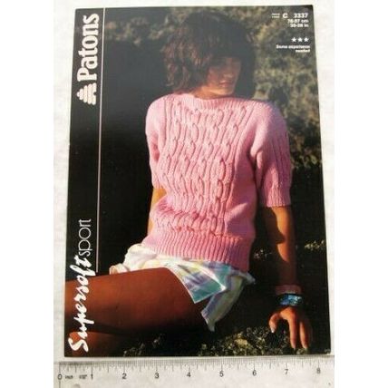 1987 Patons 3337 slash neck sweater, supersoft sport