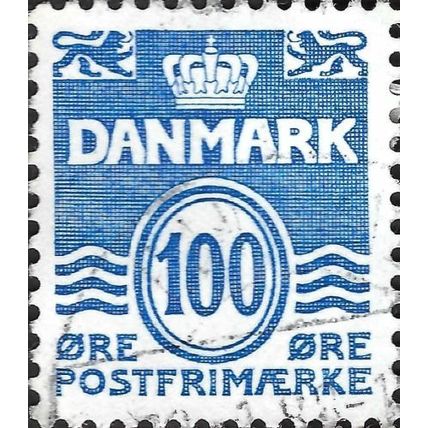 DENMARK, Triple wave lion, blue 1983, 100ore