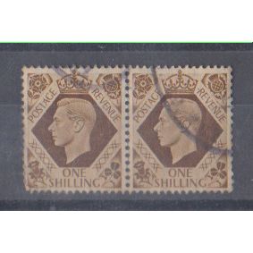 GB 1937 George VI 1 S light brown horizontal pair SG 475