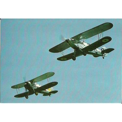 Aviation HAWKER HIND & GLOSTER GLADIATOR Postcard (Dennis M.053480L)