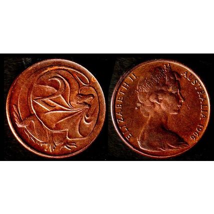 Australia Two Cent 1966 Used Coin Frilled neck-lizard 2c QE II