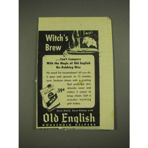 1946 Old English No Rubbing Wax Ad - Witch's Brew