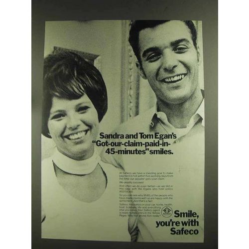 1972 Safeco Insurance Ad - Sandra and Tom Egan's