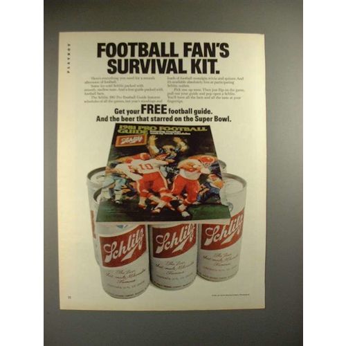 1981 Schlitz Beer Ad - Football Fan's Survival Kit