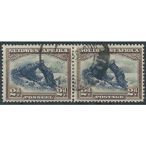 South West Africa 1931 SG76 2d Black & Brown PAIR Good/Fine Used . ..