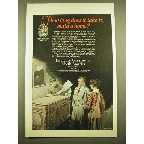 1924 Insurance Company of North America Ad - How long does it take to build