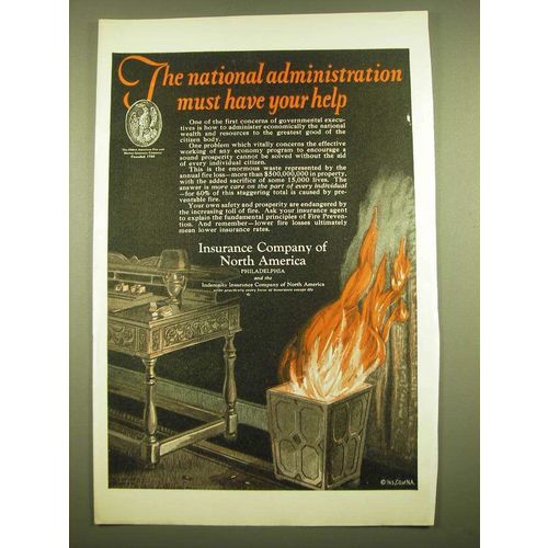 1924 Insurance Company of North America Ad - The national administration must