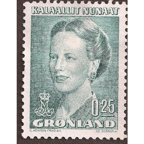 GREENLAND, Queen Margrethe II, green-grey 1990, 0.25