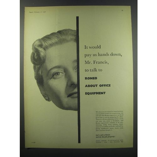 1957 Roneo Office Equipment Ad - It would pay us hands down, Mr. Francis