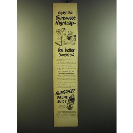 1950 Sunsweet Prune Juice Ad - Enjoy this Sunsweet Nightcap