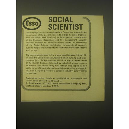 1966 Esso Petroleum Ad - Social Scientist