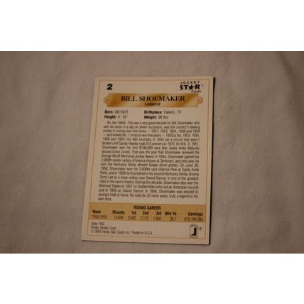 Bill Shoemaker 1991 Jockey Star NO. 2