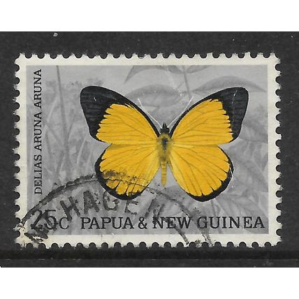 PAPUA NEW GUINEA 1966 BUTTERFLIES 25c DELIAS ARUNA SG 89 FINE USED