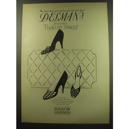 1949 Bergdorf Goodman Delman Vignette Vamps Shoes Advertisement