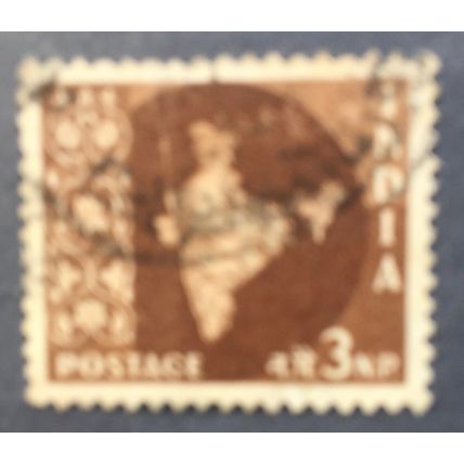 India. 1957 Map of India. SG 377. 3np Brown