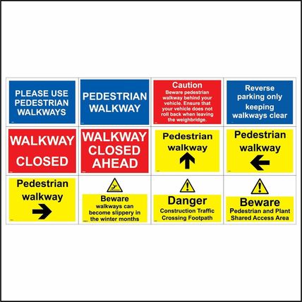 Pedestrian Walkway Signs Parking Plant Machinery Vehicles Winter Caution GBL108
