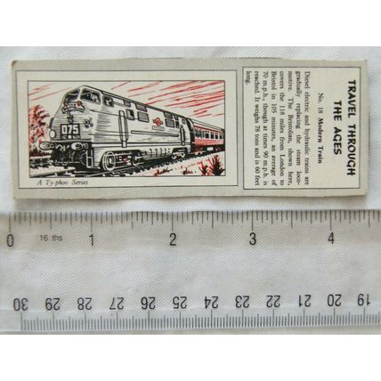 1962 Typhoo Travel through the Ages package card No. 18 Modern Train